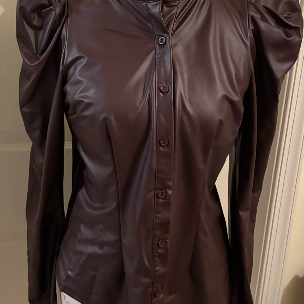 Chic Button-Down Women's Top in Rich Brown